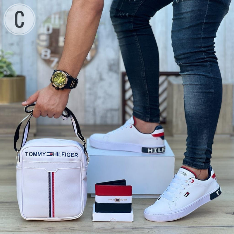 Trio Deportivo Tommy Caballero, Zapatos + Bolso+ Billetera Ref Tm 04