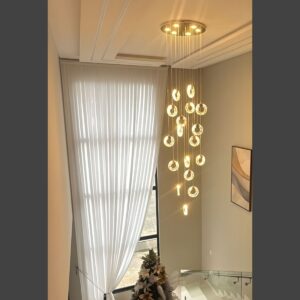 Lámpara Colgante Arandela LED – 17 Colgantes | Plato Central 60 cm